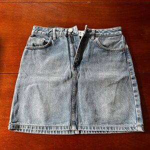 Miss Selfridge Light Denim High Waist Mini Skirt | Size 2